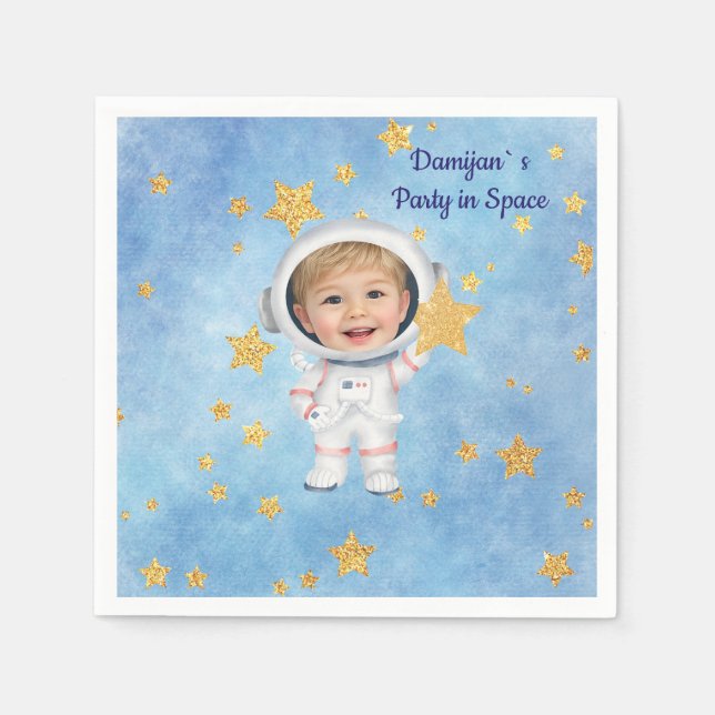 Little Star Astronaut Party Napkin Pappersservett (Framsidan)