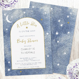 Little Star Celestial Watercolor Baby Shower Inbjudningar