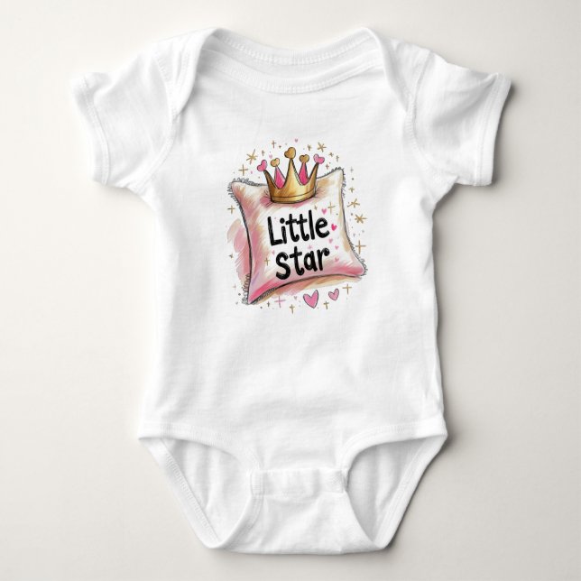 Little Star Crayon Stil Pillow och Krona T Shirt (Framsida)