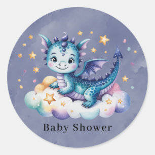 Little Star Dragon Boy Baby Shower Runt Klistermärke