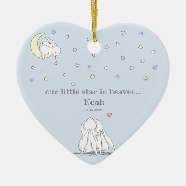 Little Star in Heaven Cute Loss Loss Child Keepsak Julgransprydnad Keramik (Framsidan)