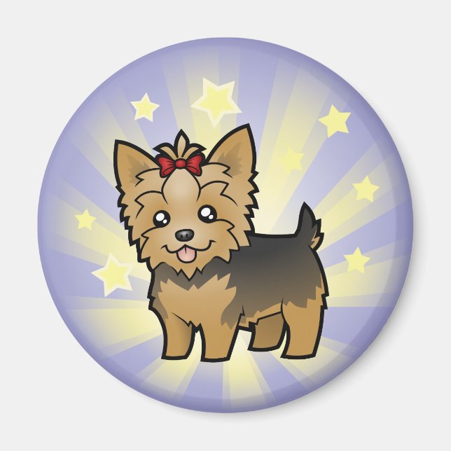 Little Star Yorkshire Terrier (kort hår & bow) Magnet (Framsidan)
