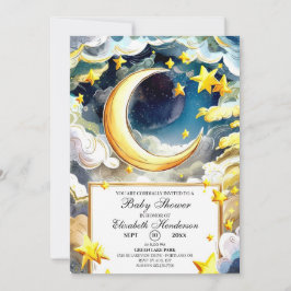 Little Starry Night Celestial Baby Shower Inbjudningar