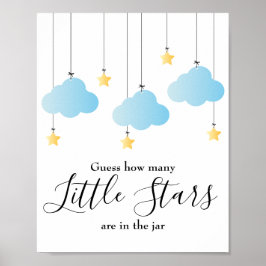 Little Stars Blue Baby Shower Game Sign Poster