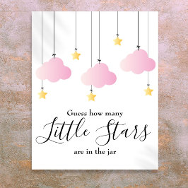 Little Stars Pink Baby Shower Game Sign Poster