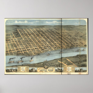 Little Sten Arkansas 1871 Panoramic Karta Poster