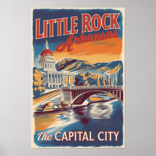 Little Sten Arkansas Painterly Travel Art Vintage Poster