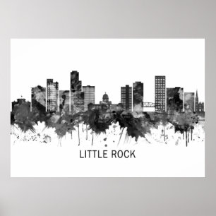 Little Sten Arkansas Skyline BW Poster
