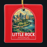 Little Sten Arkansas Travel Art Emblem Julgransprydnad Keramik<br><div class="desc">Litet Sten-reflektorfärgsdesign. Lilla Sten,  huvudstaden i Arkansas,  är en stad på Arkansasfloden. Det är hem till William J. Clinton Presidenten Bibliotek och museet.</div>