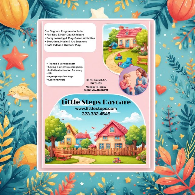 Little Steps Daycare Company Logo Modern Custom Reklamblad (Little Steps Daycare Company Logo Modern Custom Flyer)