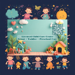 Little Steps Montessori Dagvård QR-kod Pastell Visitkort
