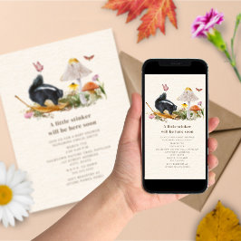 Little Stinker Blommigt Woodland Skunk Baby Shower Inbjudningar