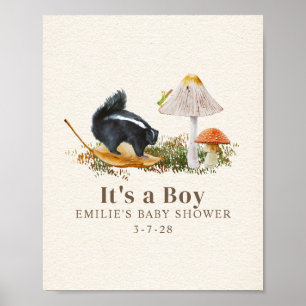 Little Stinker Woodland Skunk Boy Shower Poster