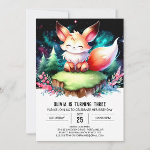 Little Stollig Fox Birthday digital Inbjudningar