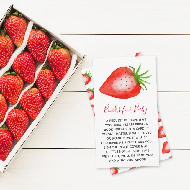 Little Strawberry Baby Shower Bok Request Tilläggskort (Skapare uppladdad)