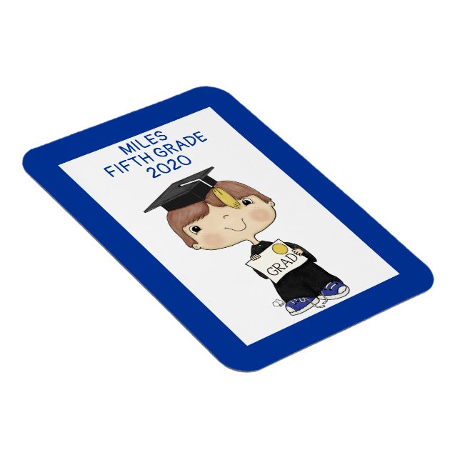 Little Student Boy Brown Hair Magnet (Högersidan)