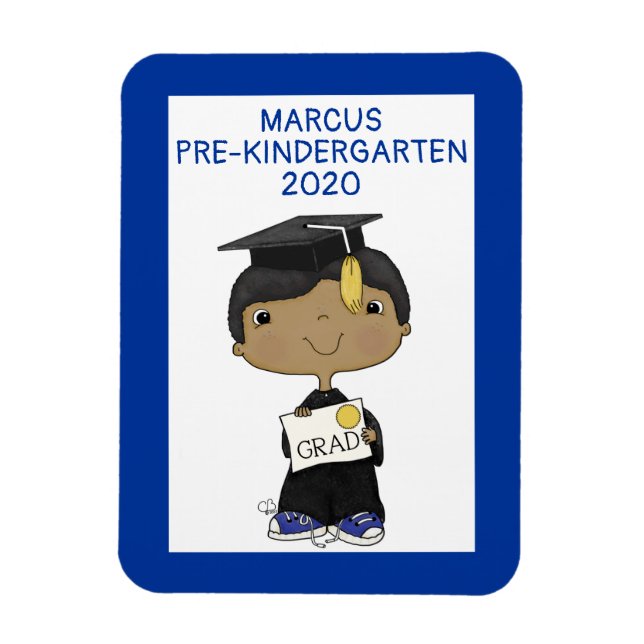 Little Student Boy Mörk Skin Magnet (Vertikal)