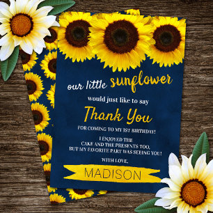 Little Sunblomman Navy Blue Birthday Tack Kort