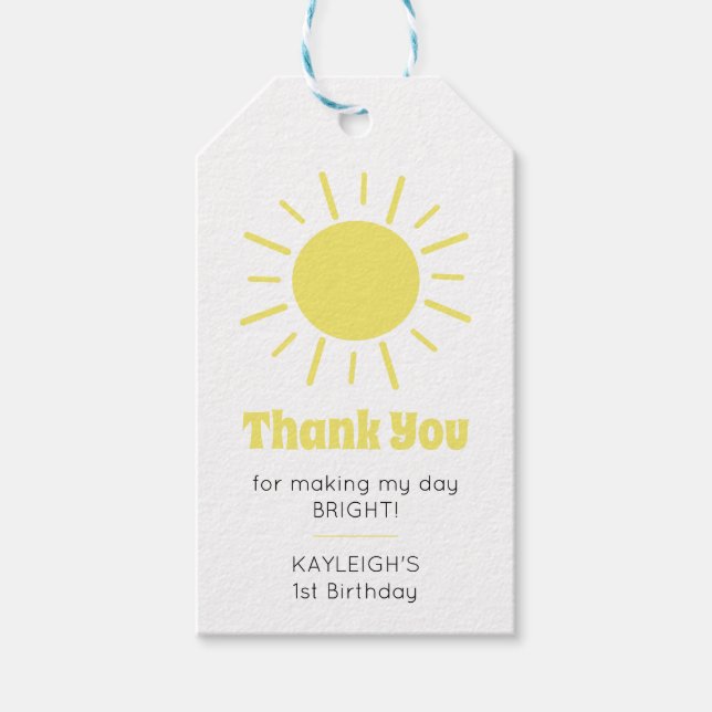 Little Sunshine 1:a Birthday Party Presentetikett (Framsidan)