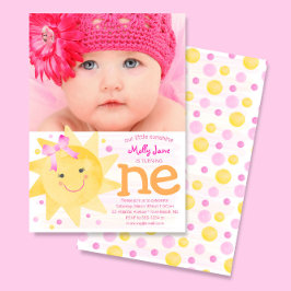 Little Sunshine 1st Birthday Girl Photo Inbjudningar