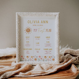 Little Sunshine 1st Birthday Milestone Poster