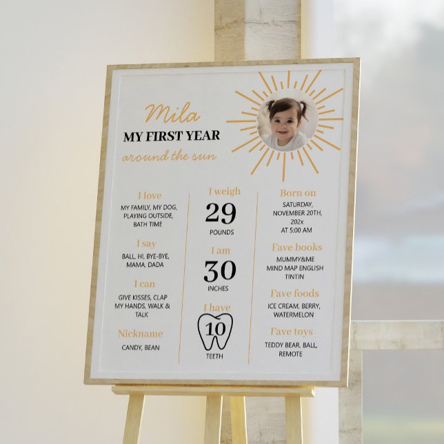 Little Sunshine 1st Birthday Milestone Poster (Skapare uppladdad)