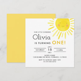 Little Sunshine 1st Birthday Party Square Inbjudningar