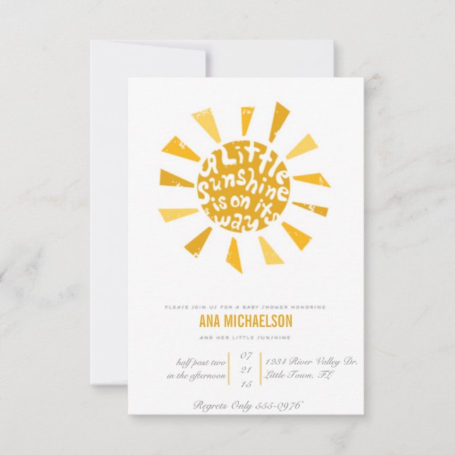 Little Sunshine Baby Shower Inbjudningar (Framsida)