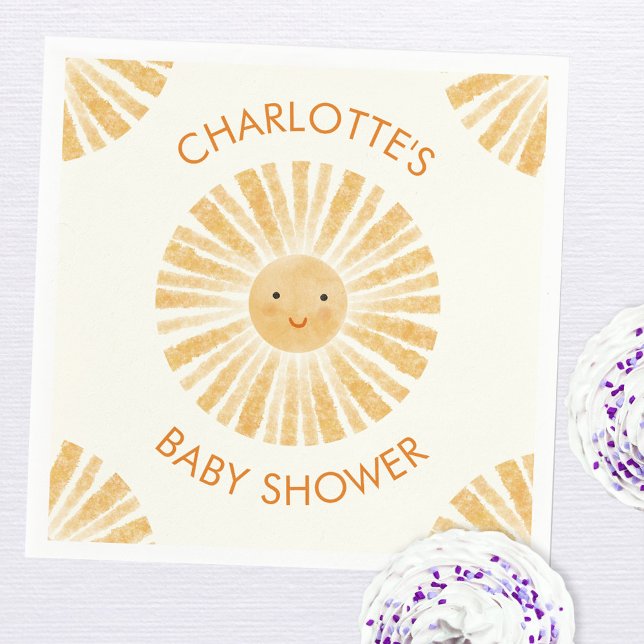 Little Sunshine Baby Shower Personlig Pappersservett (Little ray of sunshine personalized baby shower party paper napkins)