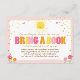Little Sunshine Baby Shower Ta med en bok Rosa Gir Inbjudningar