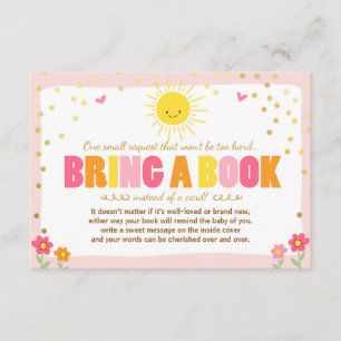Little Sunshine Baby Shower Ta med en bok Rosa Gir Inbjudningar