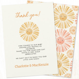 Little Sunshine Baby Shower - tackkort Inbjudningar