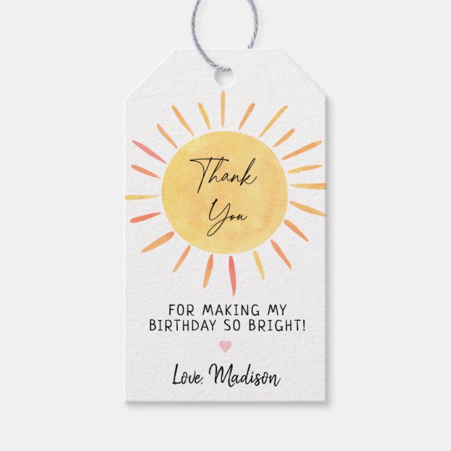 Little Sunshine Boho Birthday Tack Presentetikett (Framsidan)