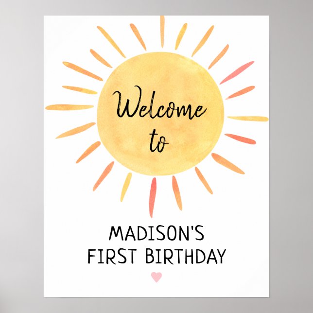 Little Sunshine Boho Birthday Välkommen Poster (Framsidan)