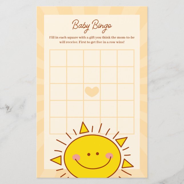 Little Sunshine Boy Shower Bingo Game (Framsida)
