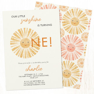 Little Sunshine First 1st Birthday Inbjudningar