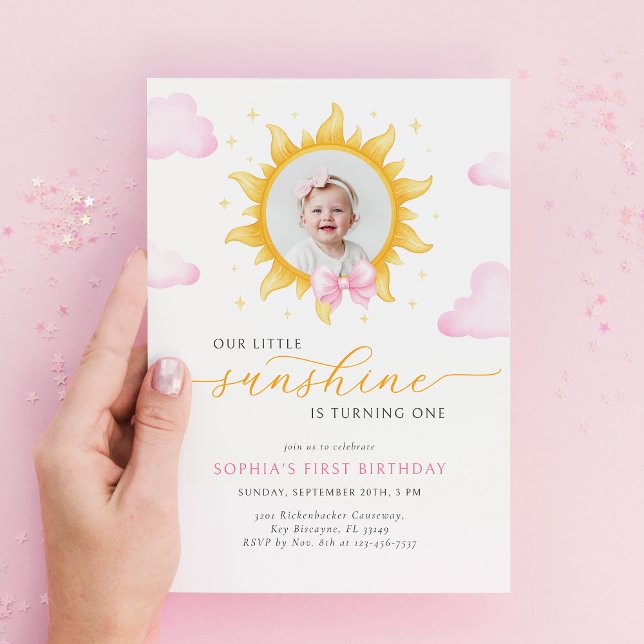 Little Sunshine First Birthday Invitation Inbjudningar (Skapare uppladdad)