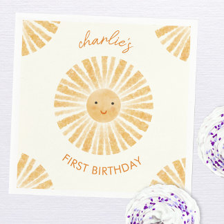 Little Sunshine First Birthday Personlig Pappersservett