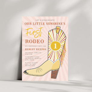 Little Sunshine First Rodeo Boot Födelsedagsfest Inbjudningar