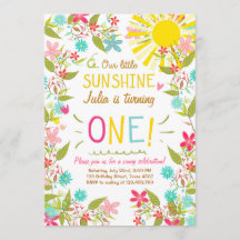 Little Sunshine Födelsedagsfest inbjudan Blommigt