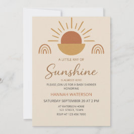 Little Sunshine Gender Neutral Boho Baby Shower  Inbjudningar