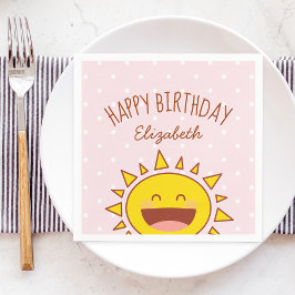 Little Sunshine Girl Birthday Grattis på födelseda Pappersservett