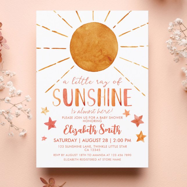 Little Sunshine Girl Whimsical Baby Shower Inbjudningar (Skapare uppladdad)