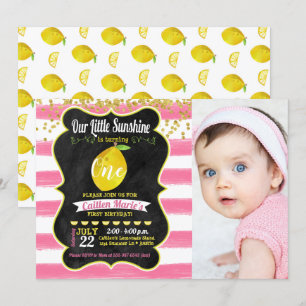Little Sunshine Lemon Birthday Photo Inbjudningar