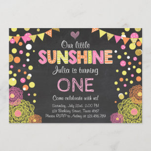 Little Sunshine Lemonade Rosa Birthday-inbjudan Inbjudningar
