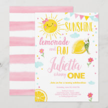 Little Sunshine Lemonade Rosa Girl Birthday