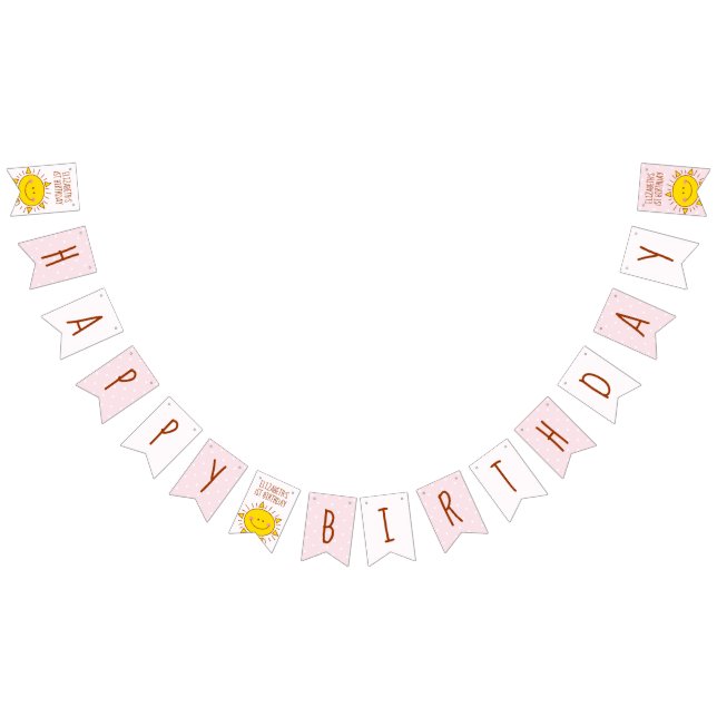 Little Sunshine Pink Polka Dots Baby 1st Birthday Vimplar (Alla)