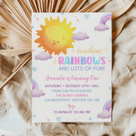 Little Sunshine Rainbow 1:a födelsedagsinbjudan Inbjudningar