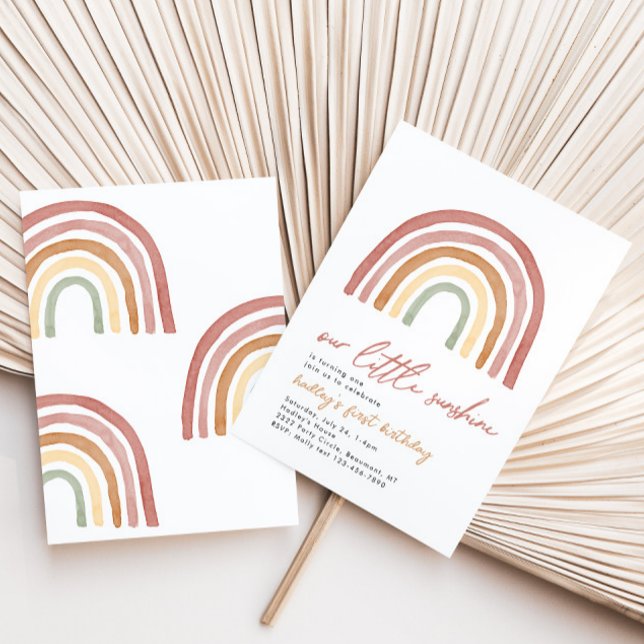 Little Sunshine Rainbow Birthday-inbjudan Inbjudningar (Skapare uppladdad)