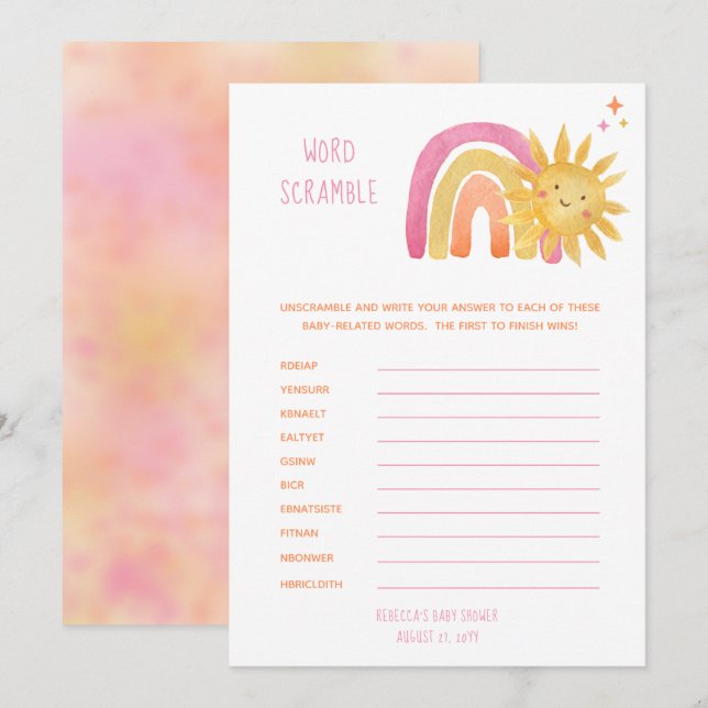 Little Sunshine |Regnbågslussaren Ord-skam Inbjudningar (Fram/baksida)